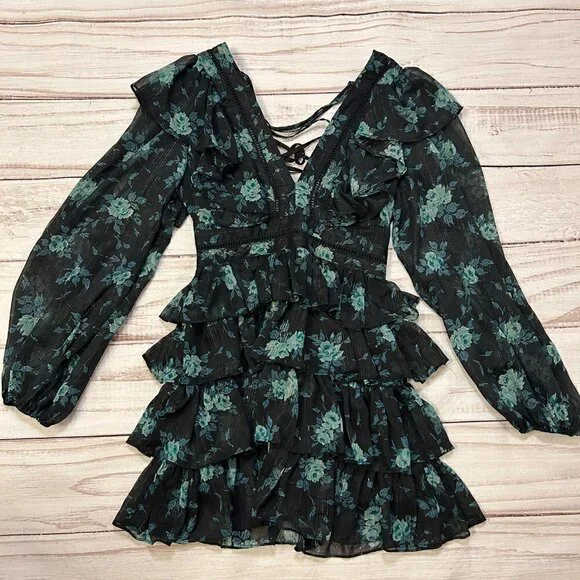 Altar'd State Maisley Ruffle Floral Mini Dress Size XS NWT